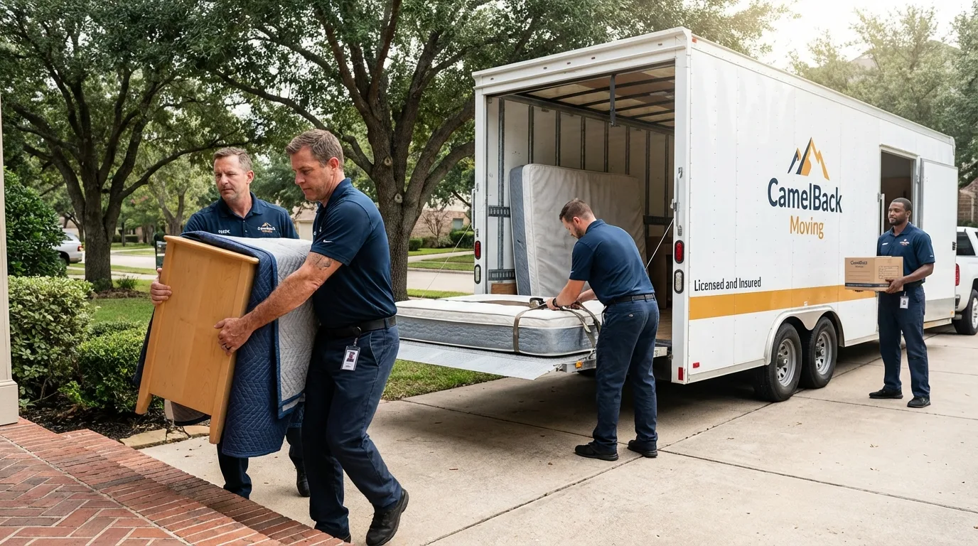 Crew loading residential truck for cross-state move from Wytheville, VA