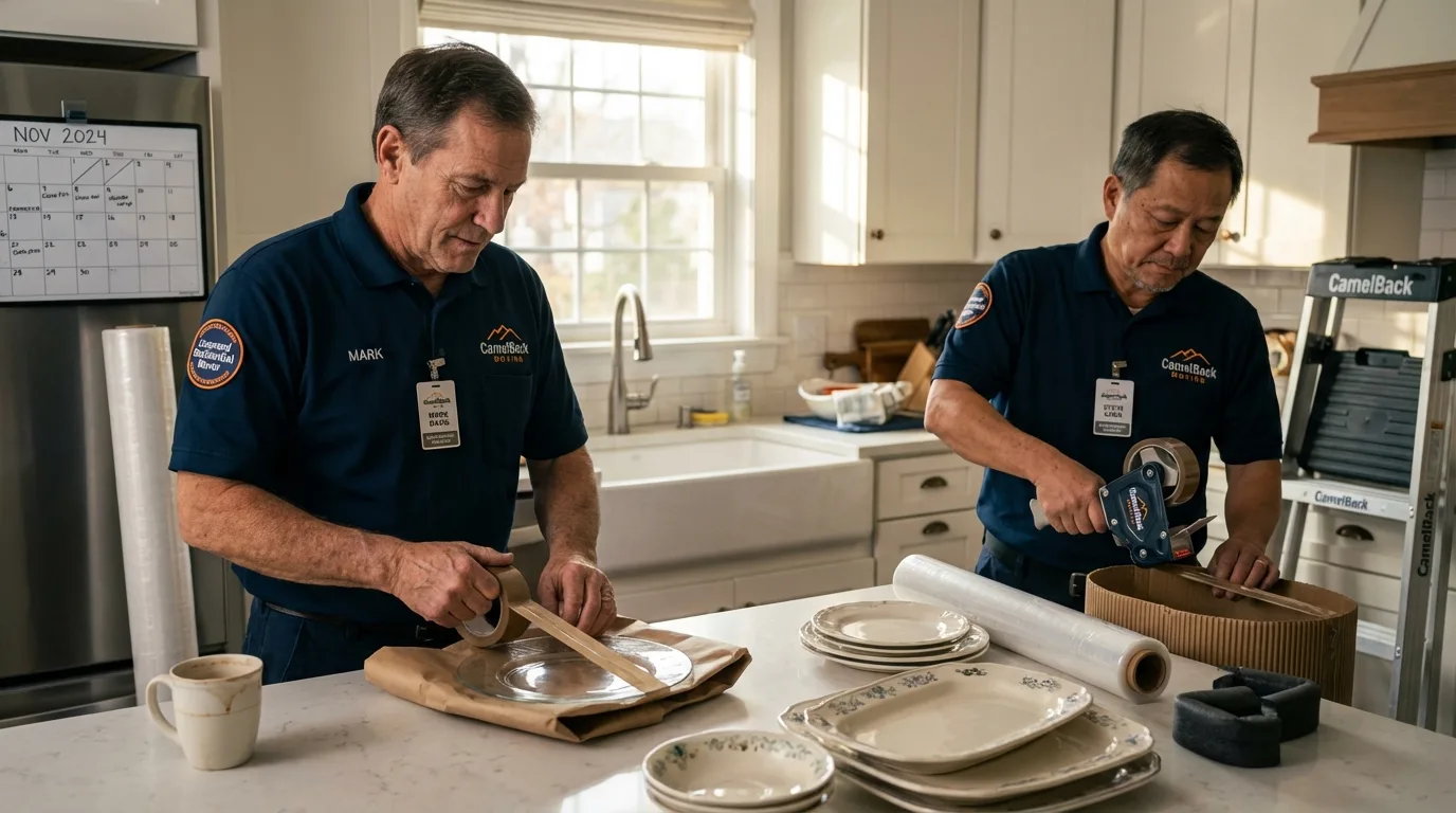 Professional crew packing kitchen dishware in Wytheville, VA